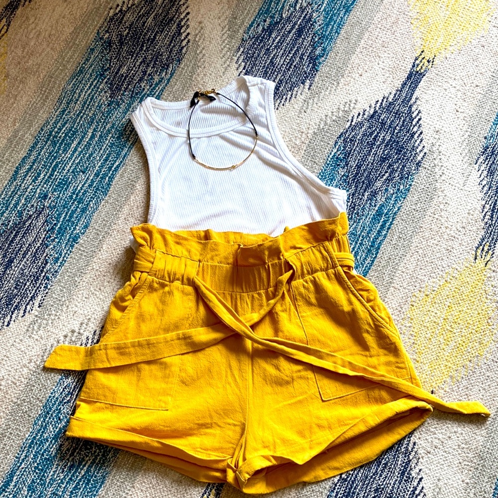 Tie-waist Lined Cotton Shorts
